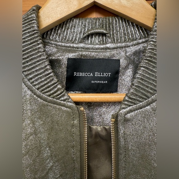 Rebecca Elliot Metallic Green Silver Bomber Jacket size SM excellent condition! - Picture 7 of 13